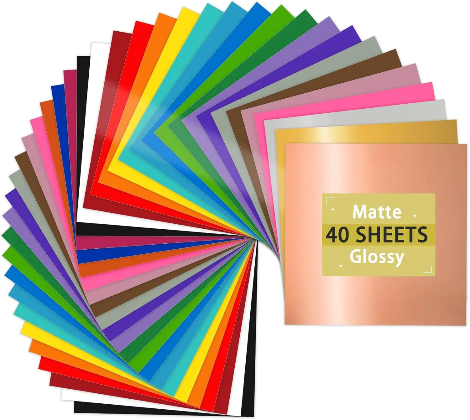Permanent Vinyl Bundle - 40Pack Self-Adhesive Outdoor Sheets (20 Glossy, 20 Matte) with Adhesive Decals, Ideal for DIY Decorations, DIY Mugs