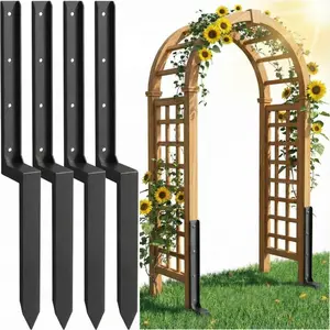 Fence Post Repair Kit, 33" Fence Post Anchor Stakes, Metal Stakes with 17in Deep Ground Support for Repairing Tilted/Broken Wood Posts