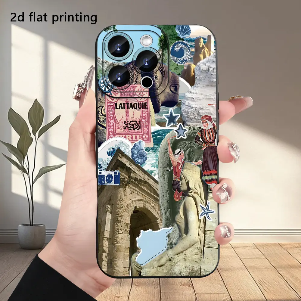 Phone Case - Phone Case: Lebanon Ancient Heritage Humanistic Theme 2D Flat Pattern UV Printed Frosted Phone Angel Eye Soft Case, 360-Degree Full Protection Suitable for iPhone 17 E Air Pro ProMax iPhone16 E 15 14 Plus 13 12 Mini 11 X XS MAX XR