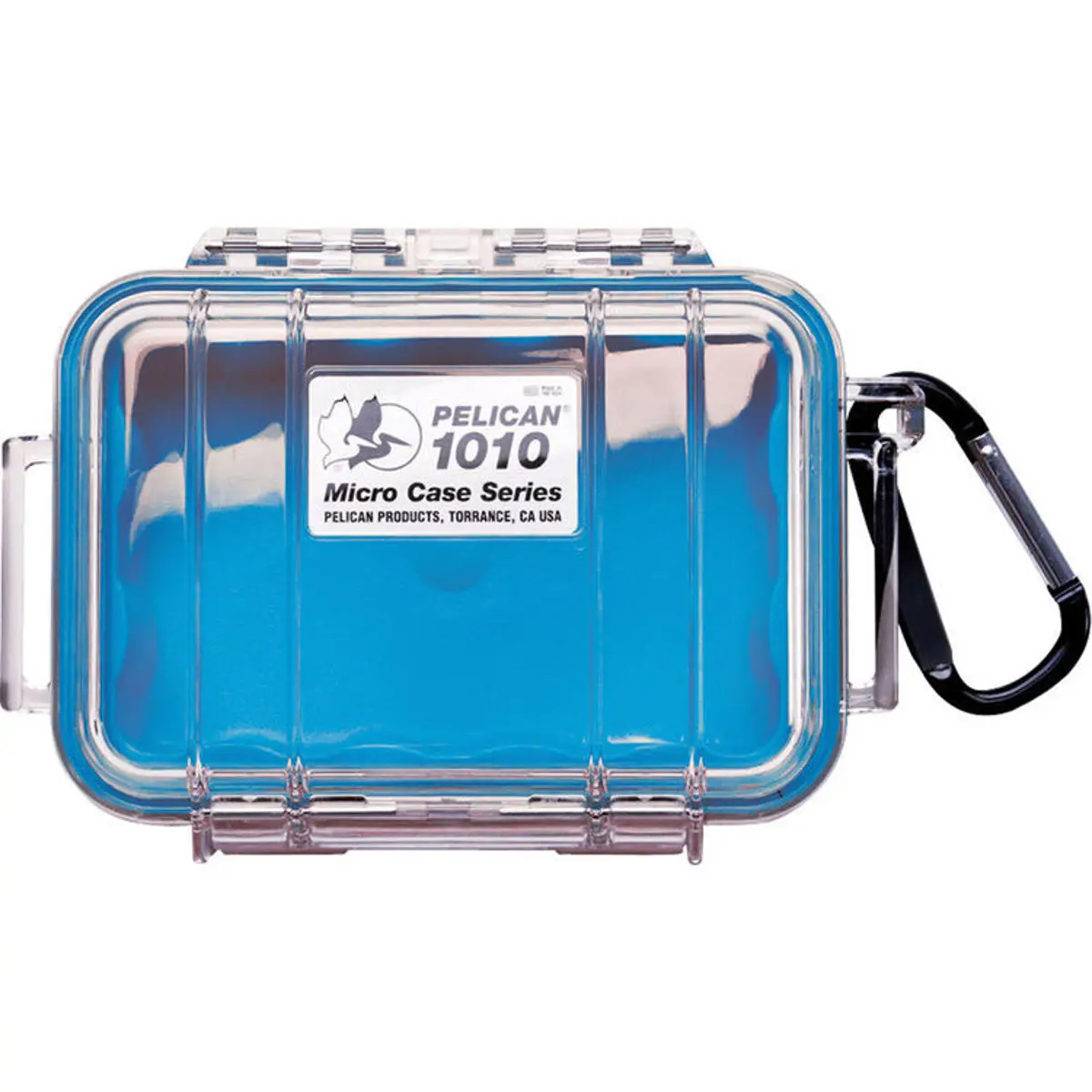Pelican 1010 Watertight Hard Micro Case with Rubber Liner - Clear / Blue