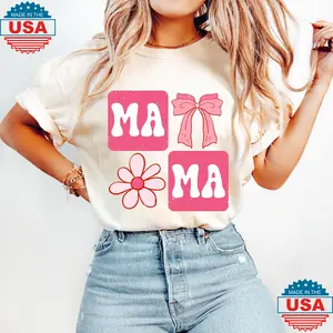 Pink Checker Mama Coquette , Floral Mama , Mothers Day , Gift for Mom, Retro Mama , Mama Shirt , Pink Bow , Mom Tshirt
