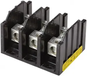 Bussmann 3 Poles, 310 Amp, 350 kcmil-6 AWG (Cu/Al) Primary, 4-12 AWG (Al), 4-14 AWG (Cu) Secondary, Thermoplastic Power Distribution Block 600 VAC/VDC, 1 Primary Connection, 5.2 Inch Long x 3.32 Inch Deep x 4 Inch High 16323-3