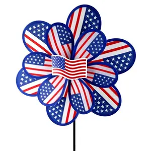 Unbranded  15 Inch Nylon USA Yard Pinwheel, Star, Wind Spinners, Flag Decor