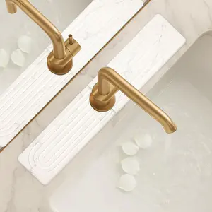 Water Absorbing Stone Drying Mat for Kitchen Counter Diatomite Faucet Mat for Kitchen Sink Quick Dry Stone Mats Bathroom White Sink Protectors Dish Drying Mats Splash Guard Home Essentials Decor