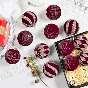 1 set of 12pcs - Exquisite style Christmas ball decoration - Anti drop plastic sparkling diamond circular hanging ball, suitable for holiday decoration - Suitable for weddings, engagements, and general celebrations - Multiple celebration themes
