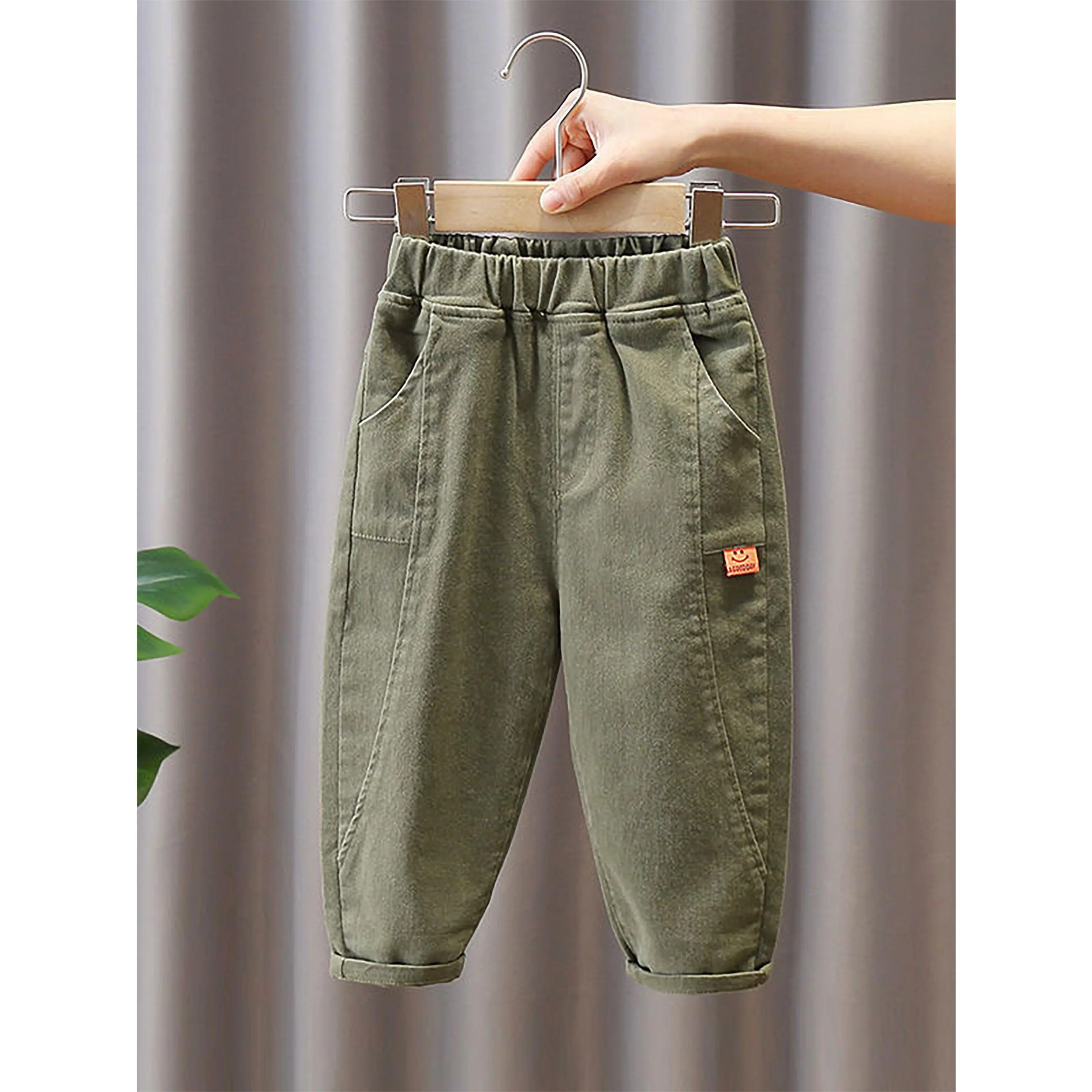 2025 New Boys' Heavy-Duty Wear-Resistant Pants - Stretch with Elastic Waist & Pockets, Loose-Fit Long Trousers for School, Teen Boys ( &), Spring/Fall Casual Wear (Hand Washable)| Solid Color)