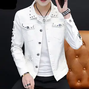 Men’s Fashion Denim Jacket for Spring and Autumn – Personalized Design, Slim Fit, Solid Color, Handsome and Versatile