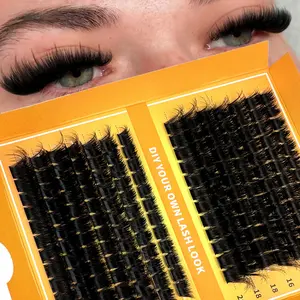 200D/160D/120D/100D/80D/60D Luxury Synthetic DIY Cluster Eyelashes, Mixed Lengths 14-20mm, Reusable D Curl Dense Lash Extensions, Easy Application for Beginners, Cosmetic