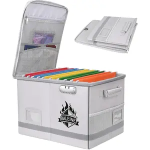 Fireproof Document Box with Lock, Portable and Waterproof. For Documents and Important Paperwork. Silver, 16''x12.5''x11.5''