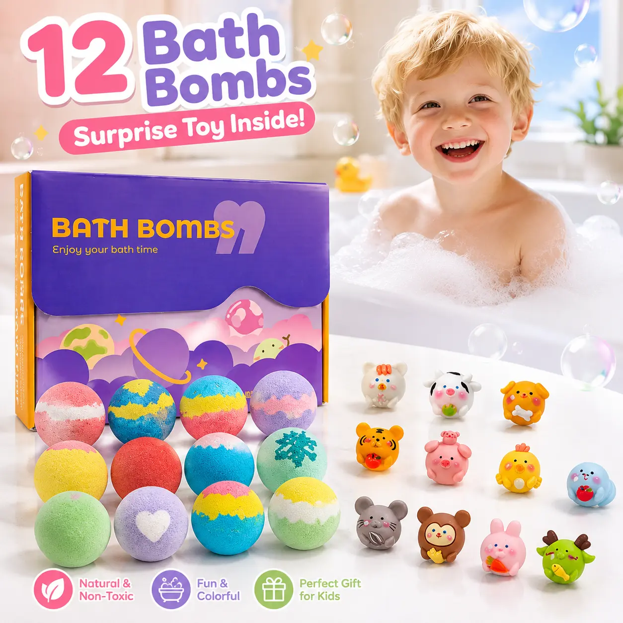 IYOKUJI CLUB 12PCS Zodiac Bath Bomb Gift Set, Chinese Zodiac Bubble Bath Fizzies forWomen & Kids, Spa Self Care Aesthetic Bath Bombs, Moisturizing Aromatherapy Birthday Gift