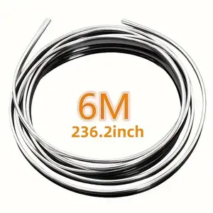 6M Car Door Chrome Moulding Trim Strip Edge Scratch Guard Protector Cover Strip Roll Chrome Styling Moulding Trim Strip
