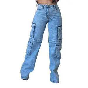 Maya Hourglass- Ultra High Waisted Denim Cargo Style Fit Below the Ankle All Seasons Minimalist Bottoms