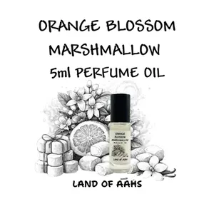ORANGE BLOSSOM MARSHMALLOW 5ml Perfume Oil - Roll On Rollerball Fragrance - Neroli Pink Pepper Jasmine Caramelized Sugar Vanilla Musk Spring Summer Foodie Gourmand Floral Scent