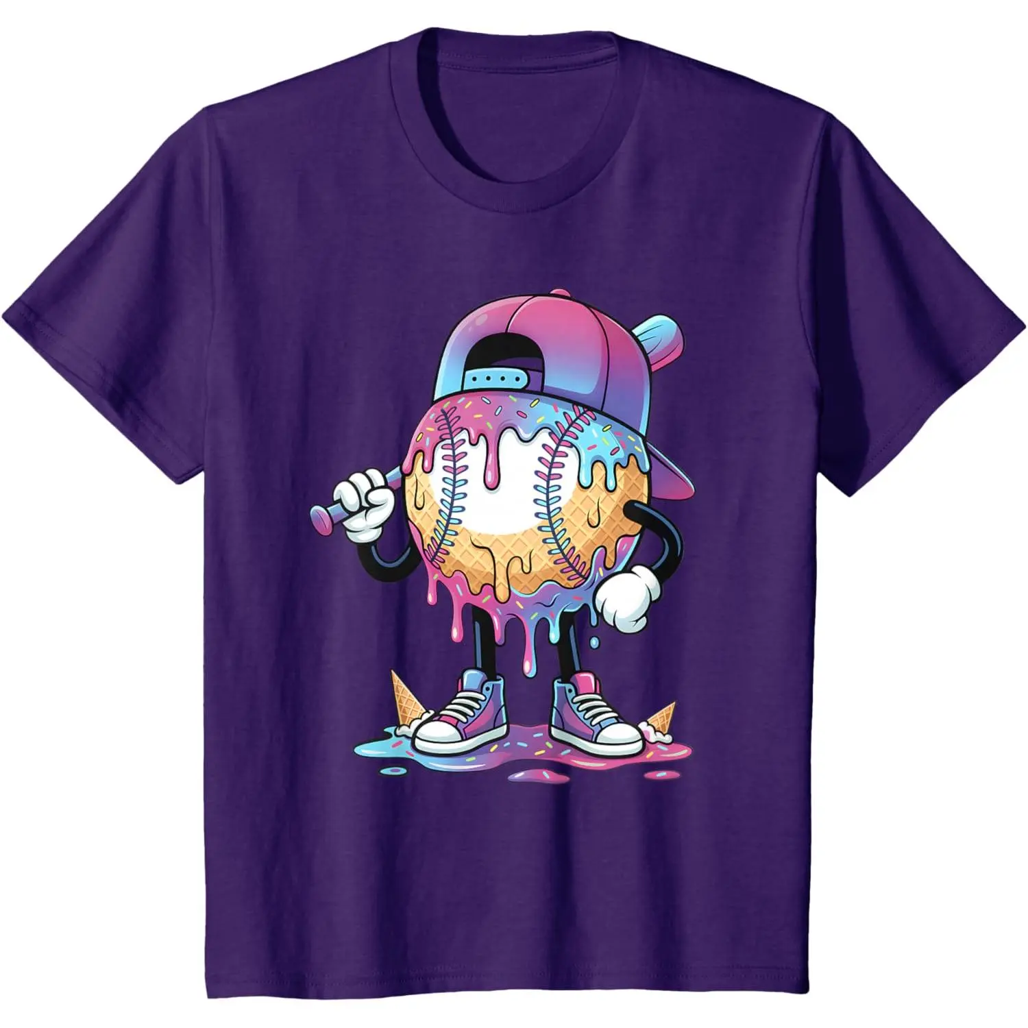 Baseball Drip for Boys Ice Cream Drip Baseball Sport Lover T-Shirt ...