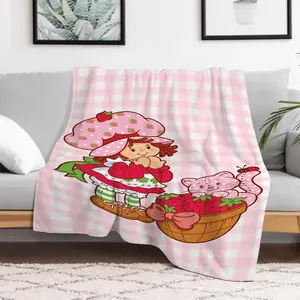 Strawberry Shortcake Christmas Gift Throw Blanket -  Cartoon Pattern, Super Soft Fleece Plush Blanket for Her/Him, Cozy Couch & Bedding Decor A1210-201