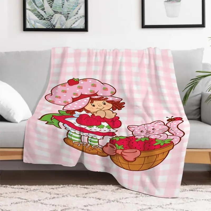Strawberry Shortcake Christmas Gift Throw Blanket -  Cartoon Pattern, Super Soft Fleece Plush Blanket for Her/Him, Cozy Couch & Bedding Decor A1210-201