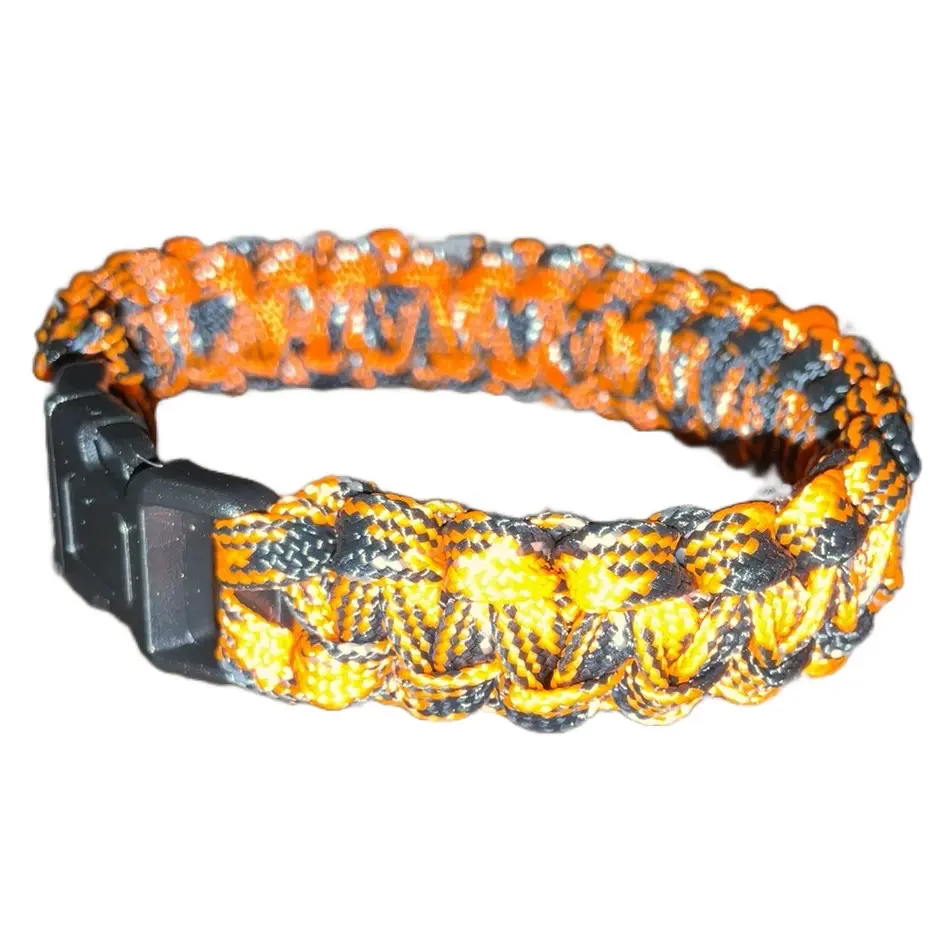 Orange and Black Paracord Bracelet for 7 to 7.5 inch Wrists - Lightweight and Comfortable