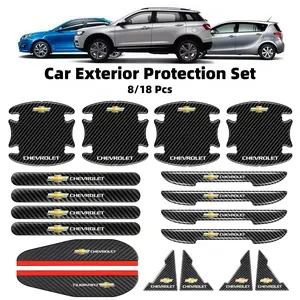 8/18 Pcs Car Door Handle Scratch Guard Stickers, Rearview Mirror Rain Shield, Door Corner Protection, Chevrolet Compatible, Auto Accessories