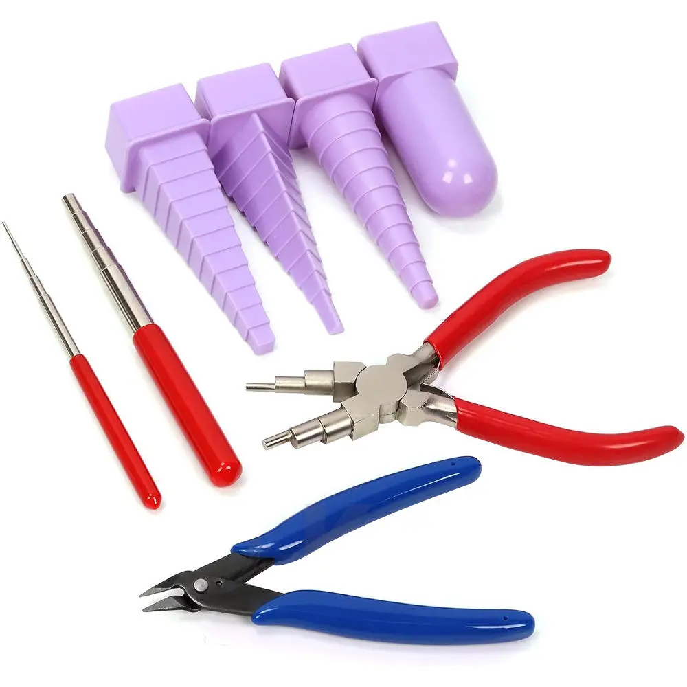 DIY Jewelry Making Wire Wrapping Kit - Stable 4pcs Plastic Coil Mandrels, 1 Precision Cutter, 2 Wire Looping & Shaping Tools, 1 Winding Pliers, Beginner-Friendly for Beading Crafts