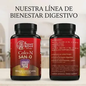 Colo-N SAN-O  Natural Gut and colon detox will also improve bad breath, and constipation  Formula:with psyllium Plantago husk, flaxseed, papaya fruit, ginger, probiotics, and senna leaf. 90 capsules. Dietary Supplement