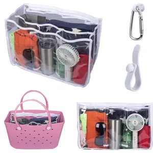 Clear Beach Bag Organizer Compatible with  X Large Size, TPU Insert Divider Liner for XL  Accessories (Clear-White)