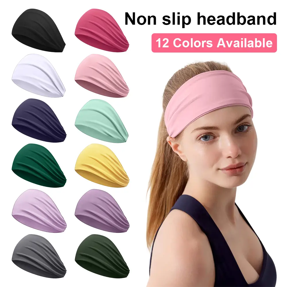 12 Pack Headbands for Women Non Slip, Wide Head Bands for Women's Hair for Workout Elastic Hair Band Summer Hair Accessories