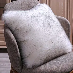 Gradient Fox Fur Replica Pillow, Long Plush Sofa Cushion, Bedroom Bed Head Luxury Decorative Pillow, Fall & Winter Minimalist Style