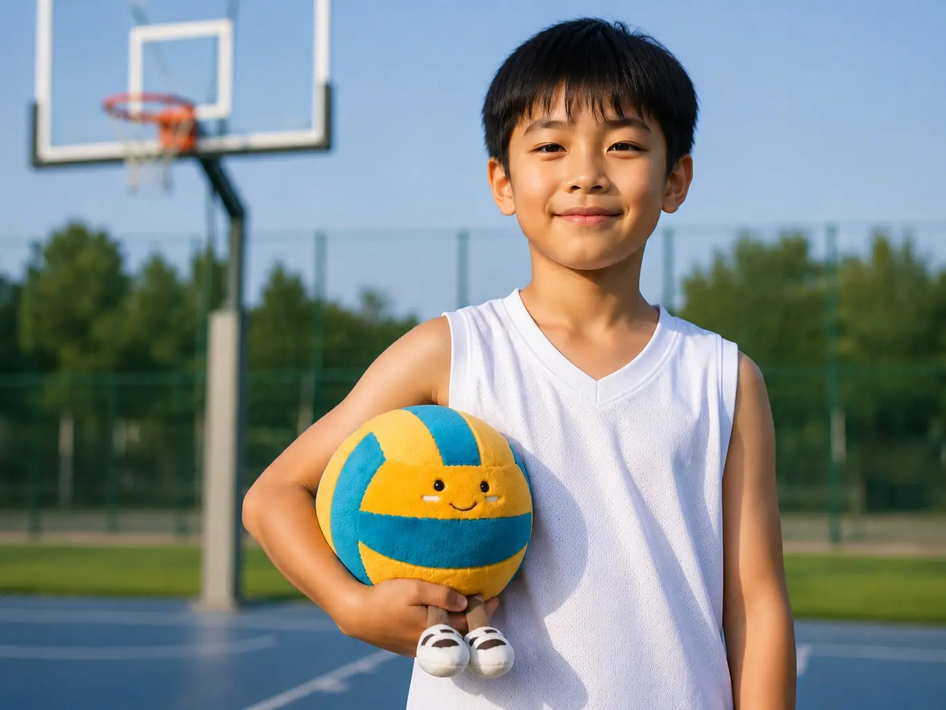 Volleyball Plush Toy with Cute Face – Soft Stuffed Ball Gift for Kids and Sports Enthusiasts