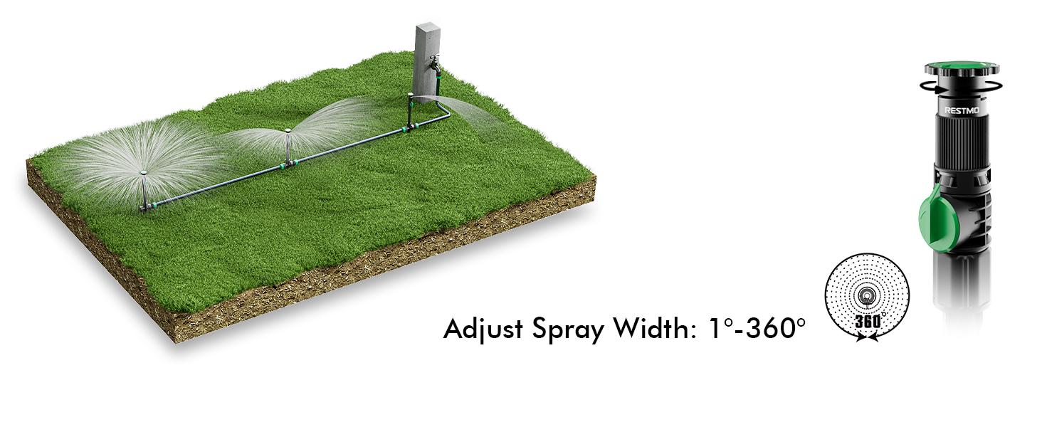 RESTMO Flexible Sprinkler System with Metal Spike Base, Above Ground DIY Irrigation Kit, Multi-Adjustable Lawn Sprinkler Set, Ideal for Plant and Flower Bed Watering, 30ft Garden Hose Included