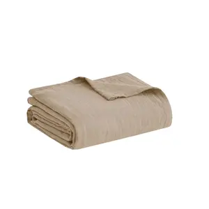 Clean Spaces King Gauze 100% Cotton Lightweight Ultra Soft Cozy Blanket Tan: Nautical Style, No Fill, OEKO-TEX Certified