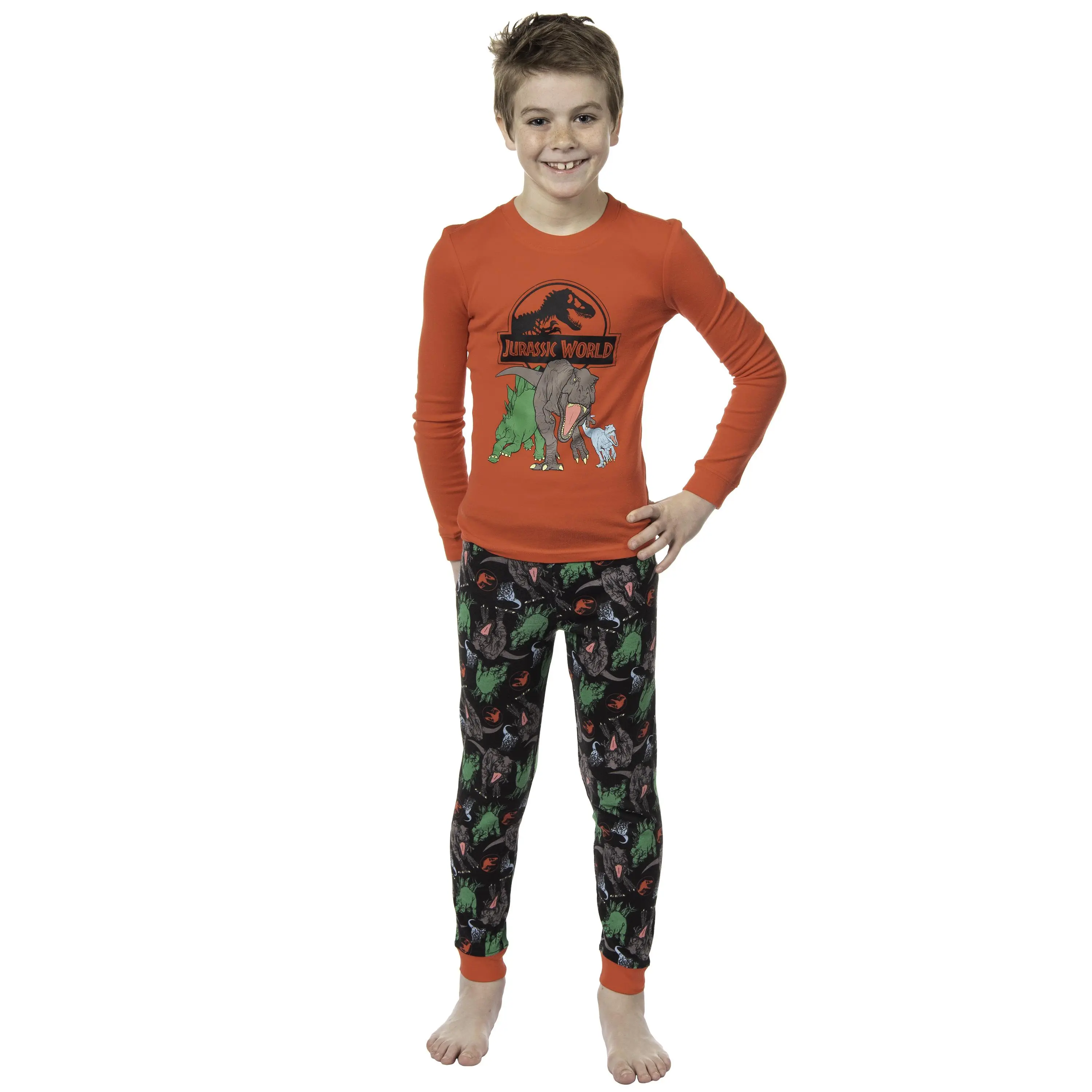 Jurassic World Boys' Movie Film Park Logo Icon Tight Fit Sleep Pajama Set