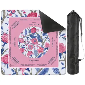 Vivid Blue & Purple Floral Mahjong Mat 31.5 x 31.5 Perfect for Mahjong Enthusiasts and Fans