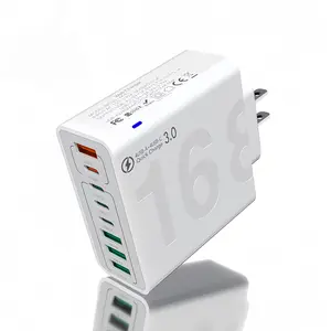 4 USB-C & 4 USB-A Fast Charging USB Hub PortableSmart 8port Charger for Multiple Devices SmartCharger for Phones, Tablets & More