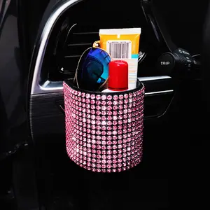 Stylish Diamond Storage Box for Bedroom Living Room Car Organizer Car Accessories Women Durable Drink Holder for Air Vent Decoration