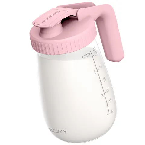 Momcozy Breast Milk Pitcher, Resistant to Heat and Cold Abrupt Temp Swings, No Leak Glass Breast Milk Fridge Storage Container With Wide Mouth