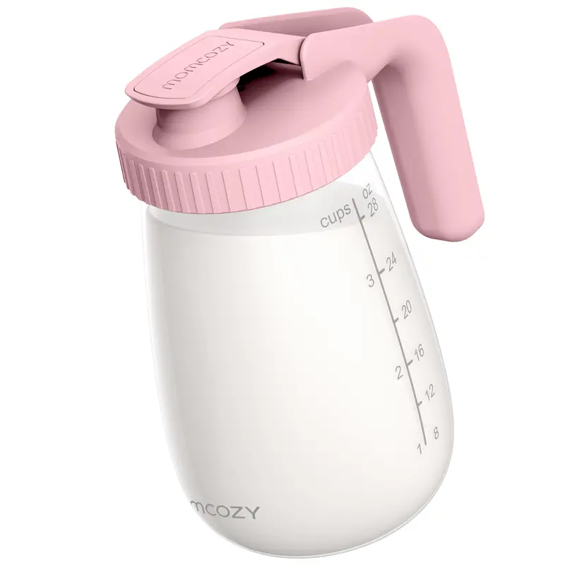 Momcozy Breast Milk Pitcher, Resistant to Heat and Cold Abrupt Temp Swings, No Leak Glass Breast Milk Fridge Storage Container With Wide Mouth