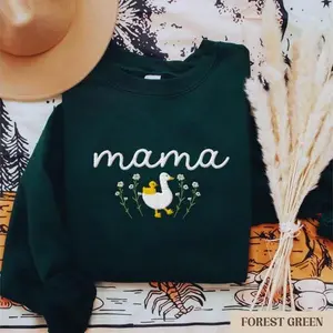 Embroidered Mama Sweatshirt, Goose Mama Crewneck, Mother's Day Gift, New Mom Gift, Baby Shower Gift, Cozy Mom Sweater, Cute Mom Sweatshirt