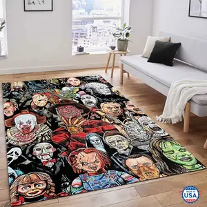 Horror Decor Area Rug Horror Movie Decor Horror Rug Horror Movie Characters Halloween Decor Non-Slip Floor Carpet, Decoration Mat for home Living Room Bedroom, Room Decor, Home Decor