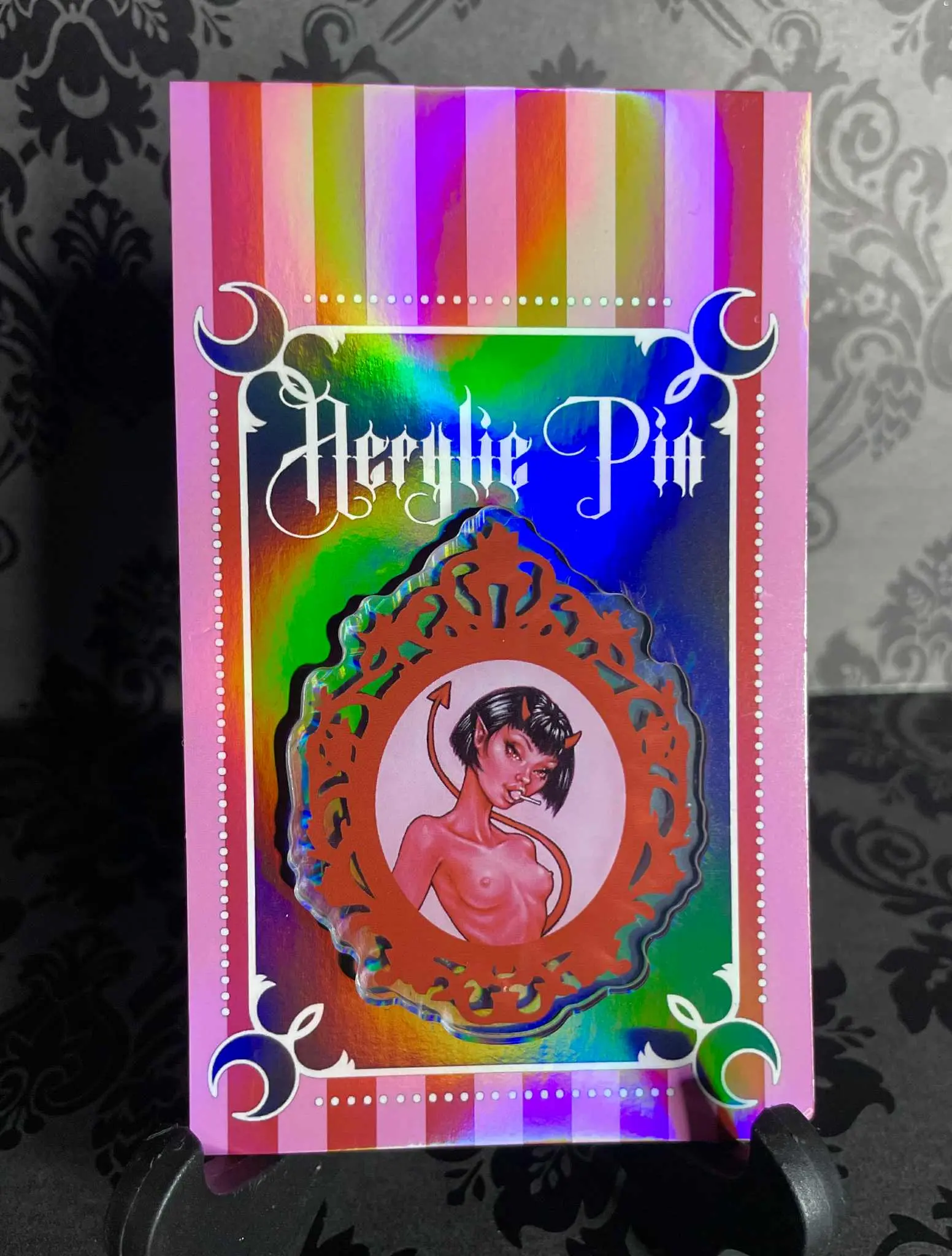 'Devilicious' 2.5" acrylic pin