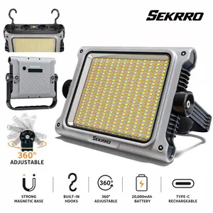 SEKRRO 4000LM Pro Work & Video Fill Light: 20,000mAh Massive Endurance, 3-Color Dimming, Magnetic 360° Swivel, Tripod Mount - Ultimate Portable Light for Camping, Mechanics & Content Creators