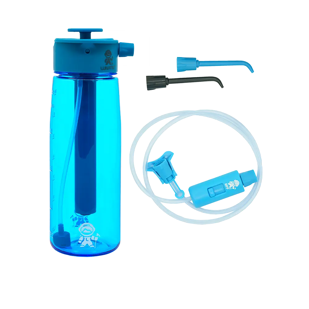 LUNATEC 750ml Mist, Shower & Hydration Spray Bottle Kit with tube extension and bidet & water flosser precision tips.