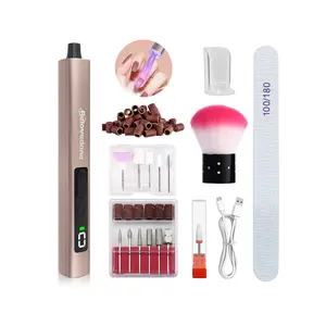 Belovedone Nail Drill Kit with UV Light 2 in 1 Electric Professional Cordless Nail File for Home and Salon Use Portable Nail Filer Manicure and Pedicure kit