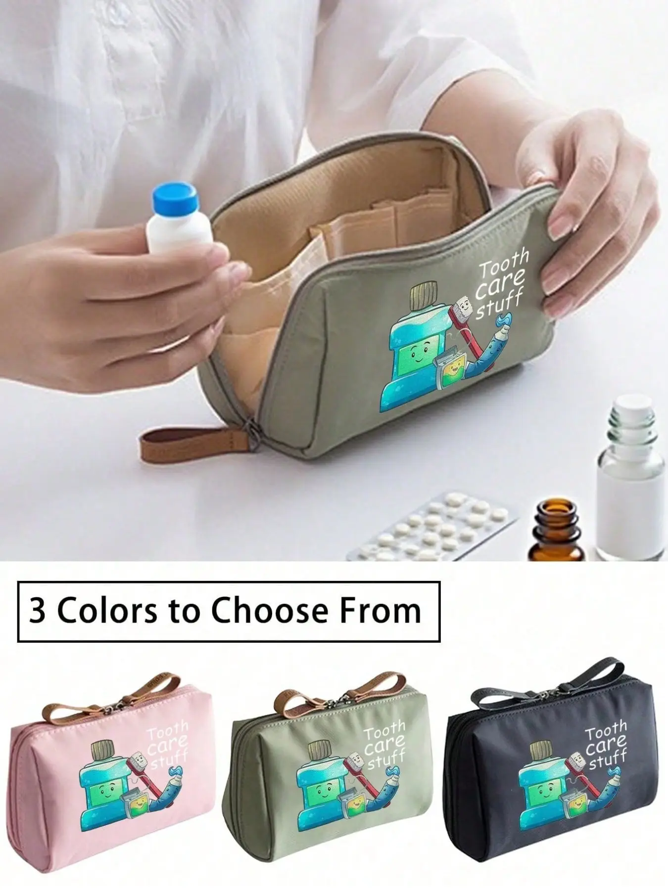 Cute Toothbrush and Teeth-Themed Travel Toiletry Bag for Women, Ideal Birthday Gift with Dental Care Essentials, Perfect for On-The-Go Oral Hygiene, Toiletries Travel Bag