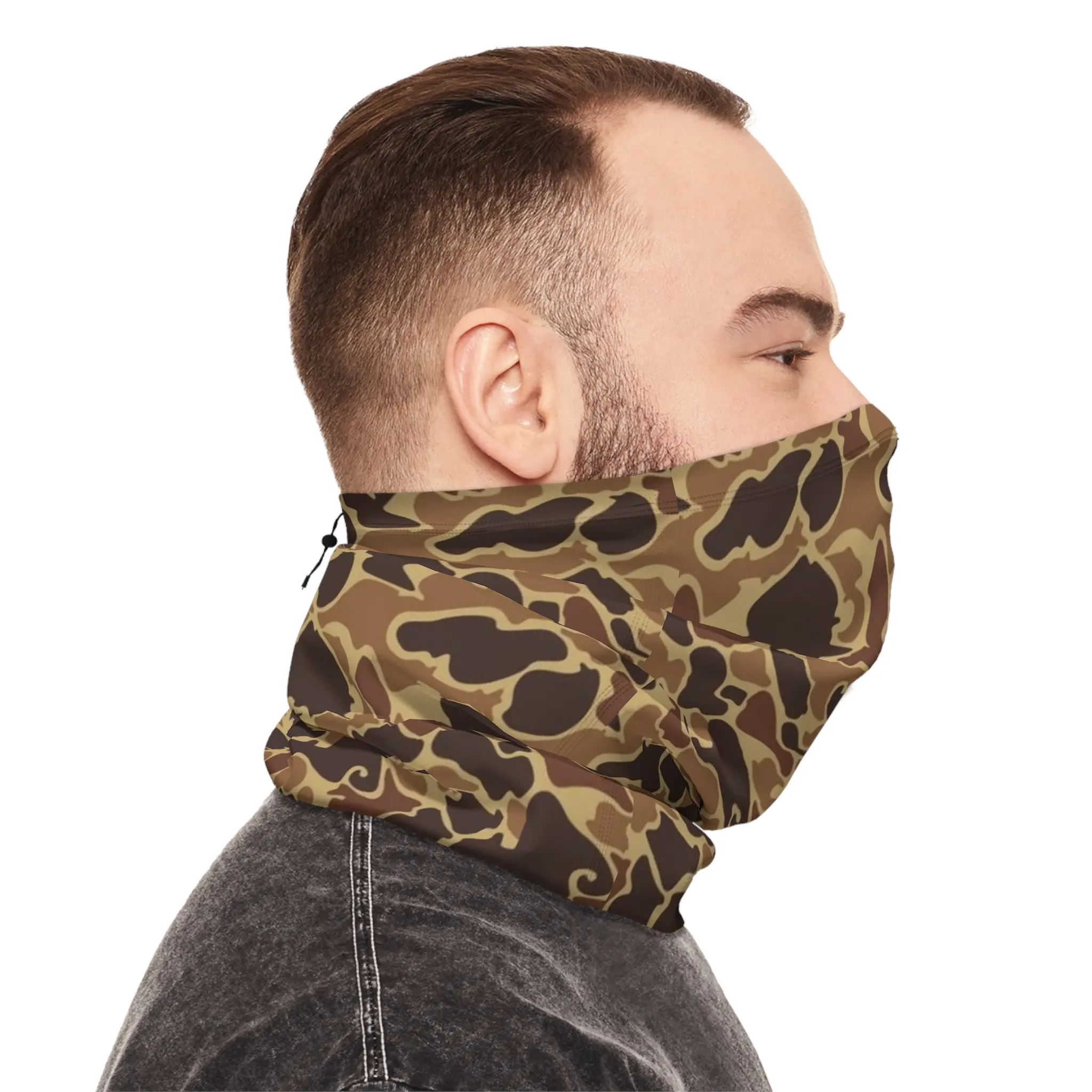 Everything Old School Camo Face Gaiter - Winter Neck Gaiter With Drawstring with Duck Camouflage Design | Hunting Season | Hunter Accessories | Camouflage Style
