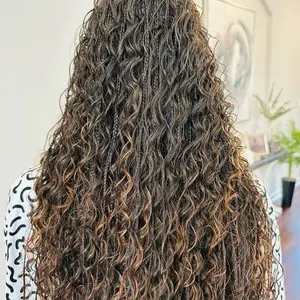 [Special Deal] Frodio Veralux™ Fiber 30" Full Lace Boho Braid Synthetic Box Braid Wig – Grid-Part Top with Mixed Boho Curls