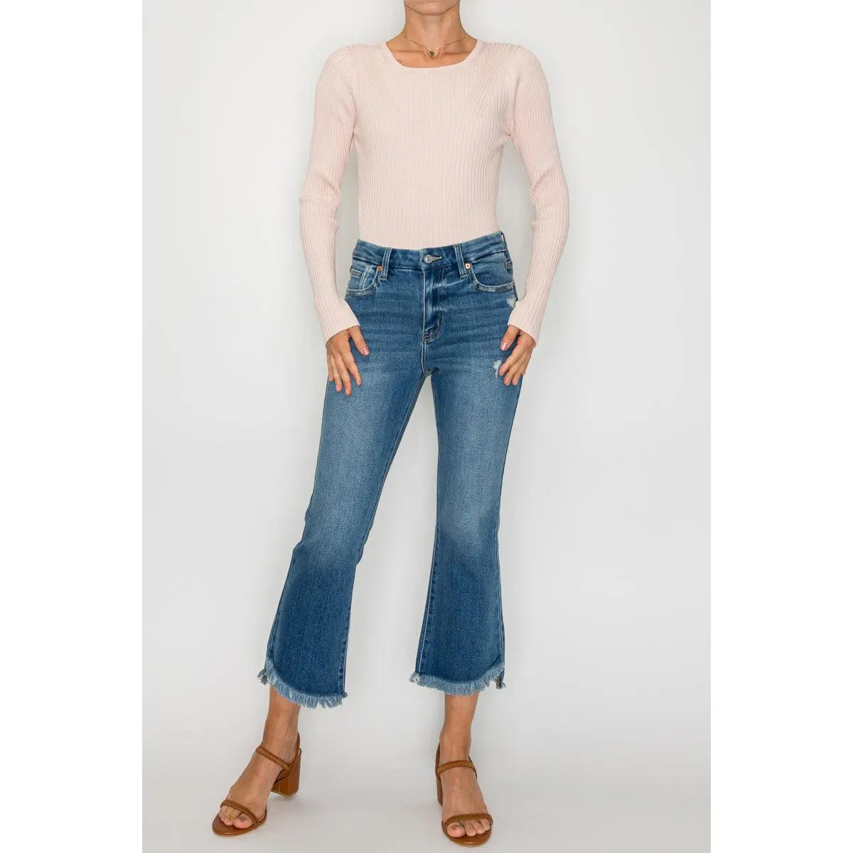 ECO FRIENDLY CORSET CROP FLARE JEANS