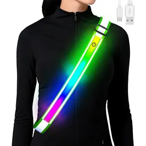 Reflective Sash Gear for Walking at Night,Flashing LED Reflective Belt Safety Lights for Walkers Night  Walking Biking Running,High Visibility Rechargeable with Wear 2 Ways for Men Women