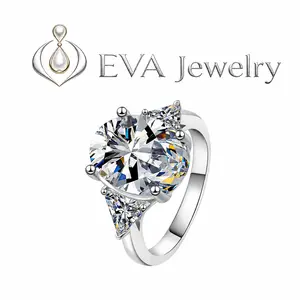 [EVA Jewelry] Oval 9CT 925 Sterling Silver Synethic Moissanite Ring