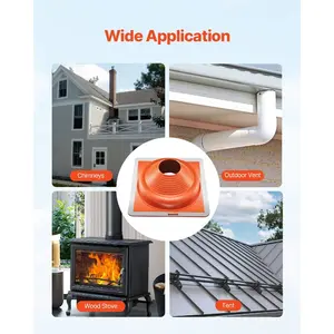 fathersdaygift VEVOR 2Pcs Roof Pipe Flashing Boots, Fit Pipe OD 6-3/4 to 14, Flexible Silicone Roofing Jack Pipe Flashing, High Temp -101 to 437, Square Metal Base, for Chimney, Wood Stove Outdoor Vent Pipes