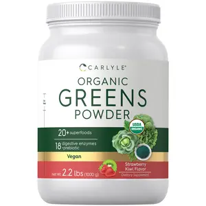 Carlyle Organic Greens Powder | 35.2 oz Supplement  | Strawberry Kiwi Flavor | Relieves Occasional Gas, Discomfort & Bloating | with 20+ Superfoods, and Prebiotics | Vegan, Non-GMO and Gluten Free